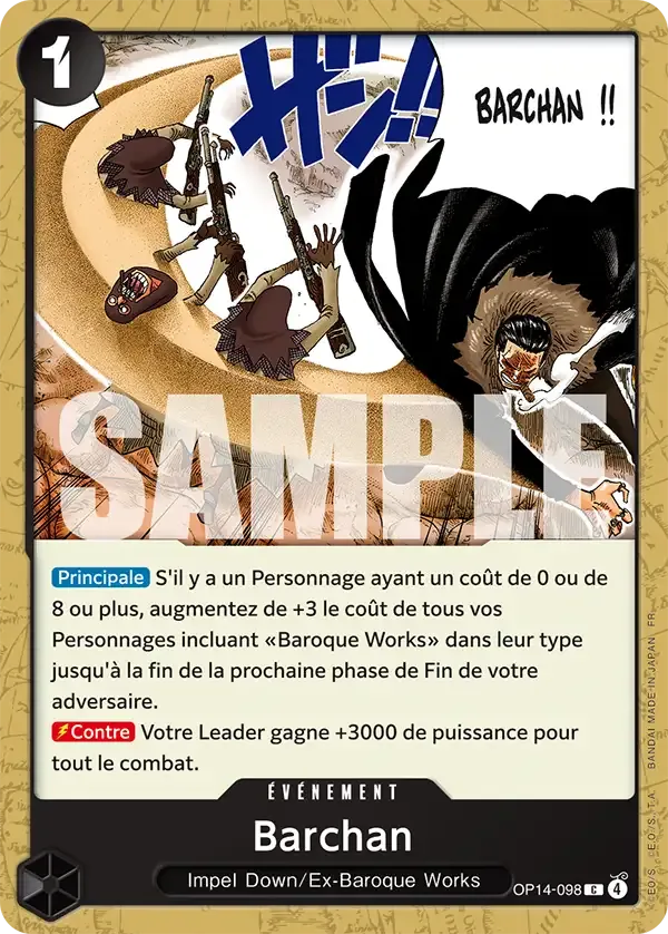 Carte One Piece Barchan - FR OP14-098 CO Les Sept de la mer d’Azur Neuf FR LorenZone