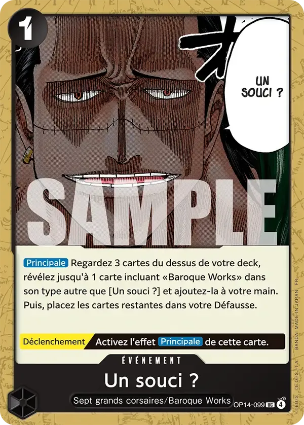 Carte One Piece Un souci ? - FR OP14-099 UC Les Sept de la mer d’Azur Neuf FR LorenZone