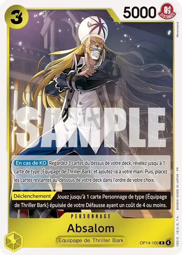 Carte One Piece Absalom - FR OP14-100 R Les Sept de la mer d’Azur Neuf FR LorenZone