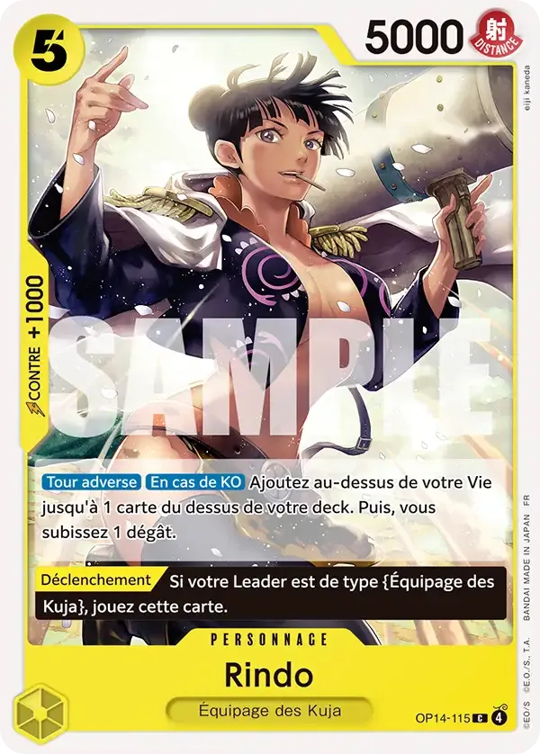 Carte One Piece Rindo - FR OP14-115 CO Les Sept de la mer d’Azur Neuf FR LorenZone