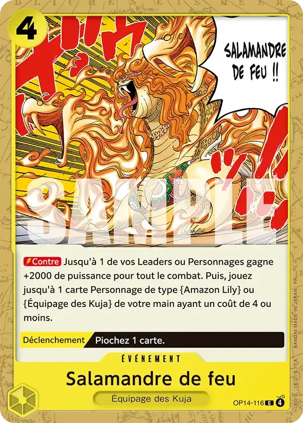 Carte One Piece Salamandre de feu - FR OP14-116 CO Les Sept de la mer d’Azur Neuf FR LorenZone