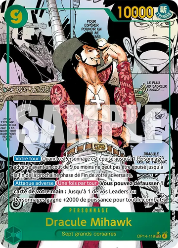 Carte One Piece Dracule Mihawk OP14-119 V3 - Les Sept de la Mer d'Azur