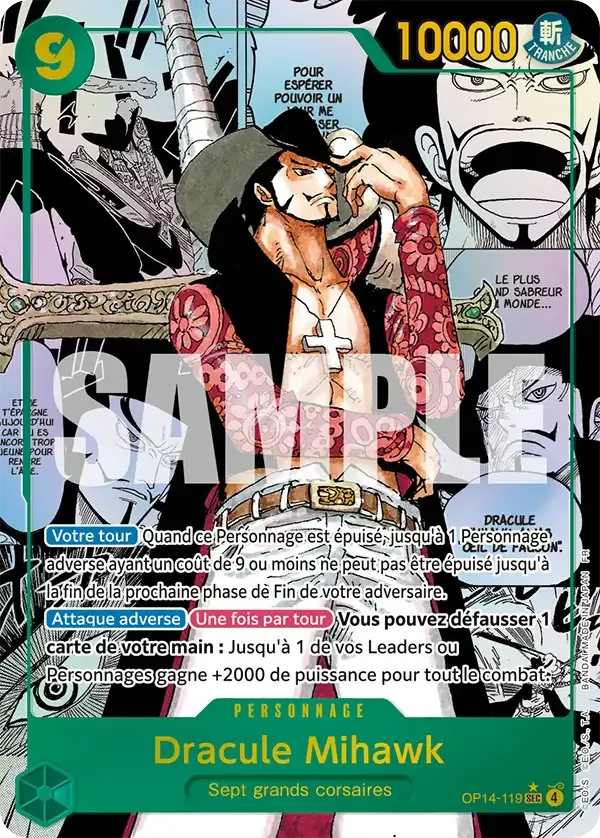 Carte One Piece Dracule Mihawk V3 - FR OP14-119 SEC-M Les Sept de la mer d’Azur Neuf FR LorenZone