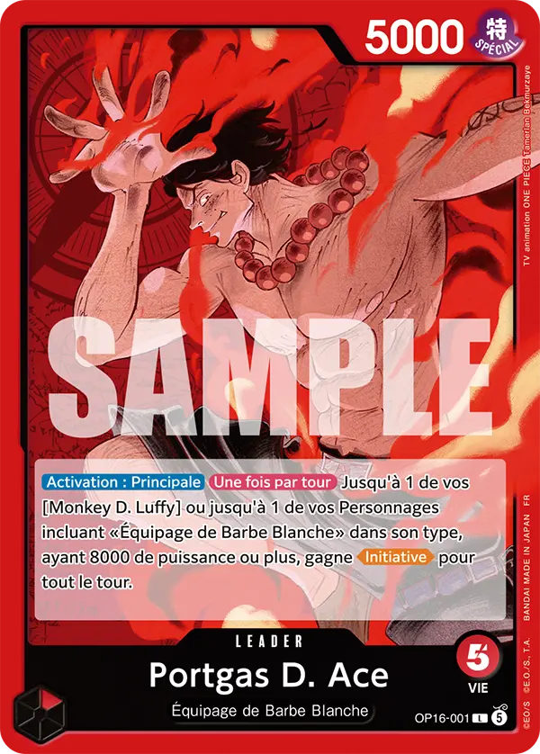 Carte One Piece OP16-001 Portgas D. Ace