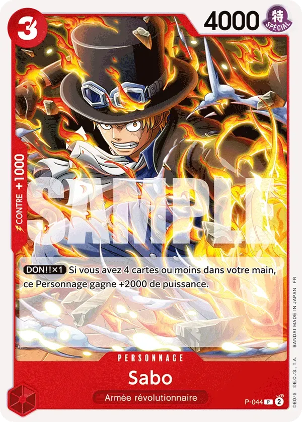 Carte One Piece Sabo V1 - PRB02 - FR P-044 Promo The Best Vol.2 Neuf FR LorenZone