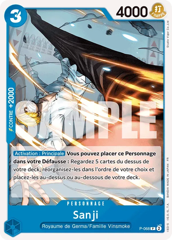 Carte One Piece Sanji V1 - PRB02 - FR P-068 Promo The Best Vol.2 Neuf FR LorenZone
