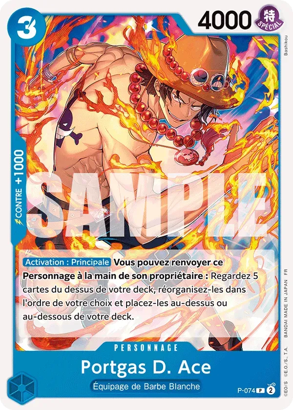 Carte One Piece Portgas D. Ace V1 - PRB02 - FR P-074 Promo The Best Vol.2 Neuf FR LorenZone