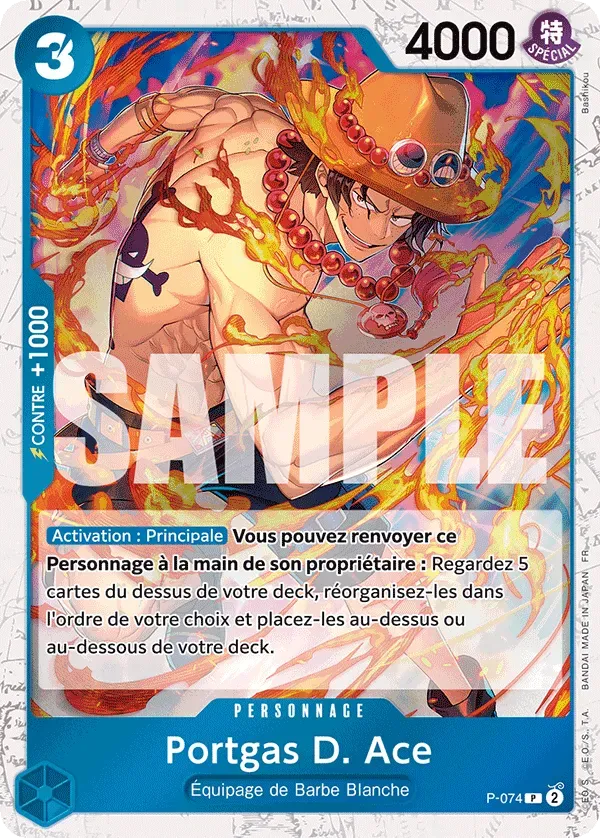 Carte One Piece Portgas D. Ace V2 - PRB02 - FR P-074 Promo Foil The Best Vol.2 Neuf FR LorenZone