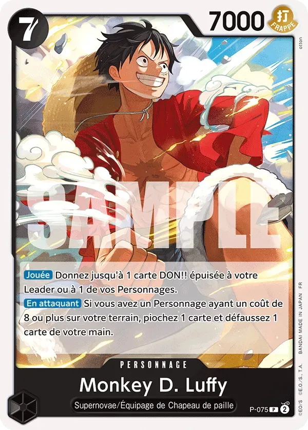 Carte One Piece Monkey D. Luffy V1 - PRB02 - FR P-075 Promo The Best Vol.2 Neuf FR LorenZone