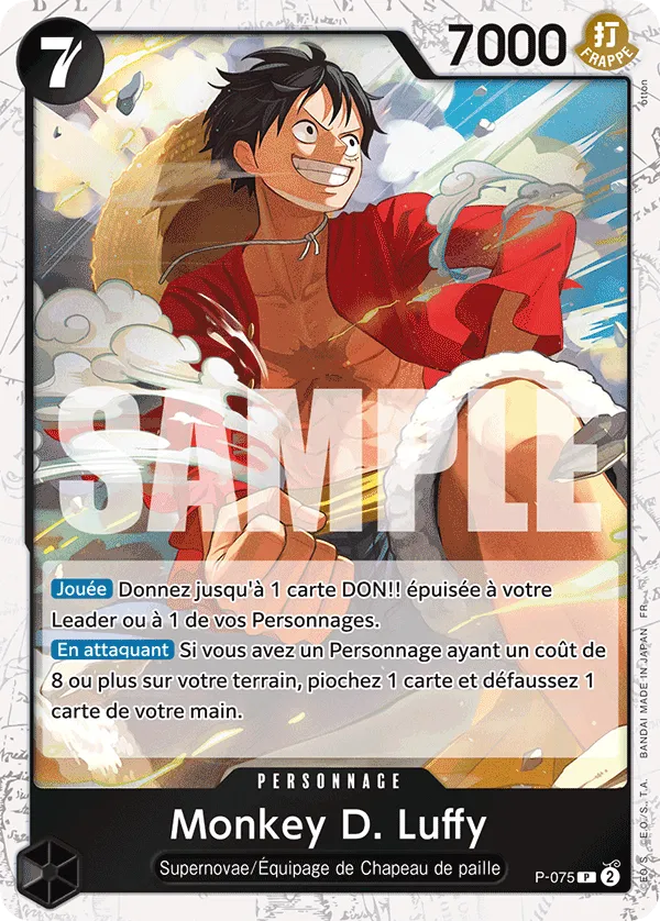 Carte One Piece P-075 Monkey D. Luffy V2 | LorenZone