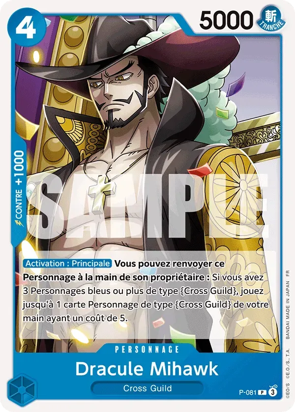 Carte One Piece Dracule Mihawk V1 - PRB02 - FR P-081 Promo The Best Vol.2 Neuf FR LorenZone