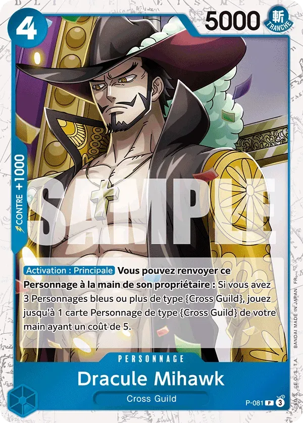 Carte One Piece Dracule Mihawk V2 - PRB02 - FR P-081 Promo Foil The Best Vol.2 Neuf FR LorenZone