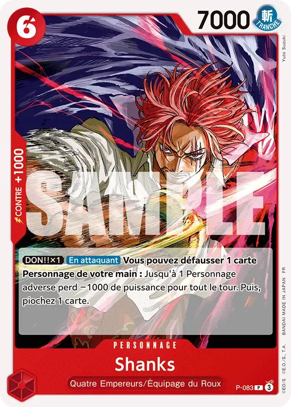 Carte One Piece Shanks V1 - PRB02 - FR P-083 Promo The Best Vol.2 Neuf FR LorenZone