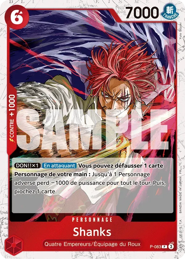 Carte One Piece Shanks V2 - PRB02 - FR P-083 Promo Foil The Best Vol.2 Neuf FR LorenZone