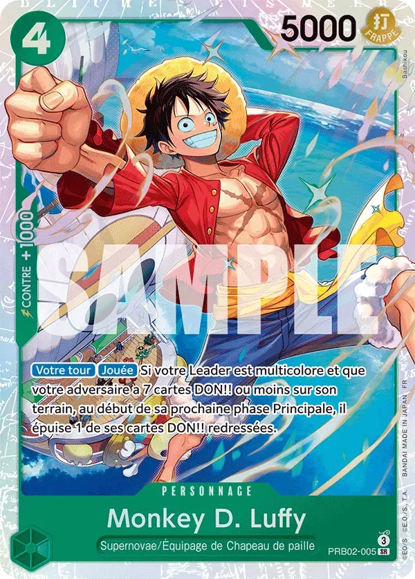 Carte One Piece Monkey D. Luffy V1 - PRB02 - FR PRB02-005 Super Rare The Best Vol.2 Neuf FR LorenZone