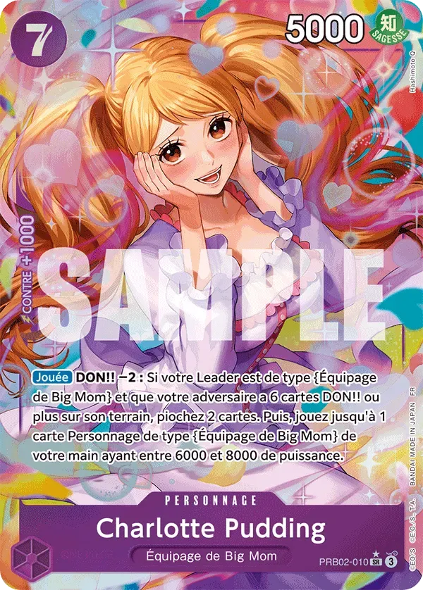 Carte One Piece Charlotte Pudding V2 - PRB02 - FR PRB02-010 Super Rare Parallèle The Best Vol.2 Neuf FR LorenZone