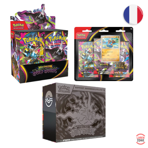 Pack Pokémon Nuit Noire ME05 Display ETB Tripack 48 boosters français LorenZone
