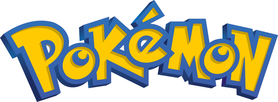 Logo Pokémon officiel en lettres jaunes avec contours bleus, typographie arrondie et dynamique