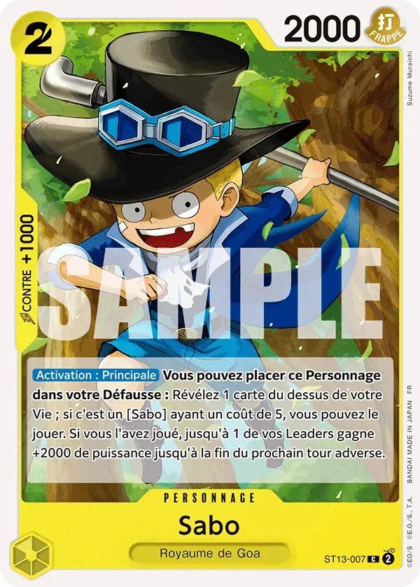 Carte One Piece Sabo V1 - PRB02 - FR ST13-007 Commune The Best Vol.2 Neuf FR LorenZone