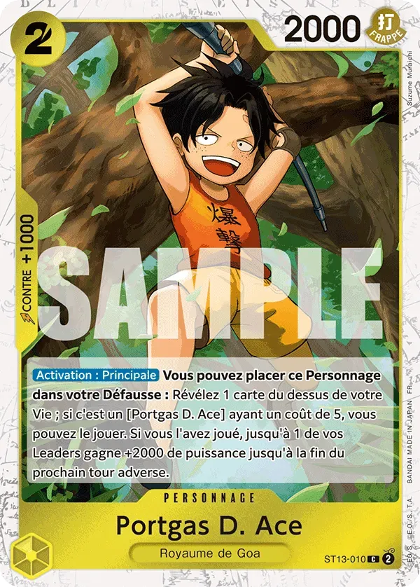 Carte One Piece Portgas D. Ace V2 - PRB02 - FR ST13-010 Commune Foil The Best Vol.2 Neuf FR LorenZone