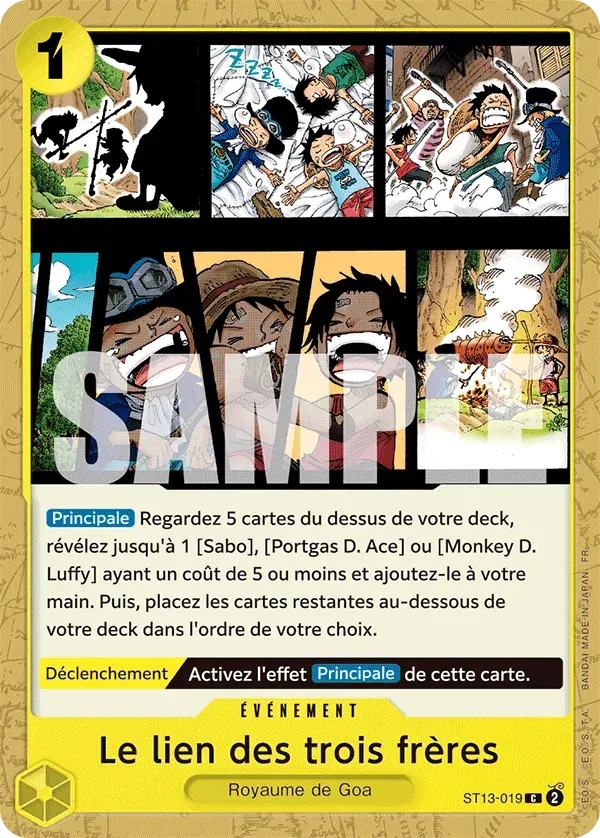 Carte One Piece Le lien des trois frères V1 - PRB02 - FR ST13-019 Commune The Best Vol.2 Neuf FR LorenZone