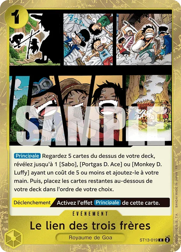 Carte One Piece Le lien des trois frères V2 - PRB02 - FR ST13-019 Commune Foil The Best Vol.2 Neuf FR LorenZone