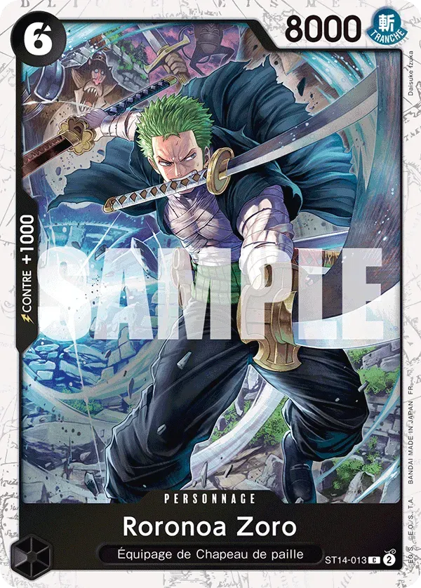 Carte One Piece Roronoa Zoro V2 - PRB02 - FR ST14-013 Commune Foil The Best Vol.2 Neuf FR LorenZone