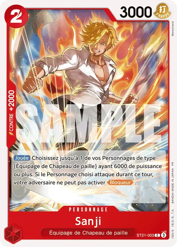 Carte One Piece Sanji V1 - PRB02 - FR ST21-003 Commune The Best Vol.2 Neuf FR LorenZone
