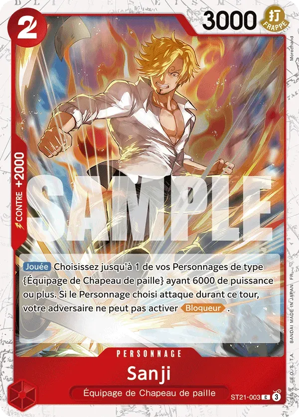 Carte One Piece Sanji V2 - PRB02 - FR ST21-003 Commune Foil The Best Vol.2 Neuf FR LorenZone