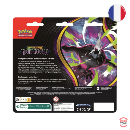 Tripack Pokémon Nuit Noire ME05 verso carte promo holographique français LorenZone
