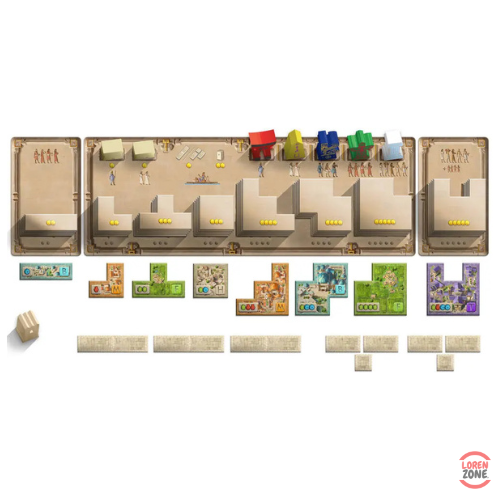 World Wonders - contenu : tuiles polyominos bâtiments routes monuments, plateaux civilisation