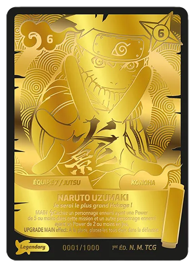 Carte Naruto Mythos NARUTO UZUMAKI - Je serai le plus grand Hokage ! (numérotée) XXXX/1000 Legendary 1er Chapitre Neuf FR LorenZone