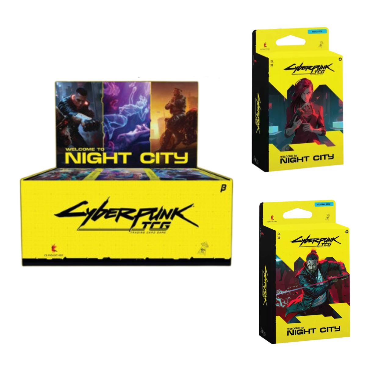 Bundle Cyberpunk TCG Welcome to Night City : Display BETA 36 boosters + decks The Heist et Embracing Power, cartes en anglais, LorenZone