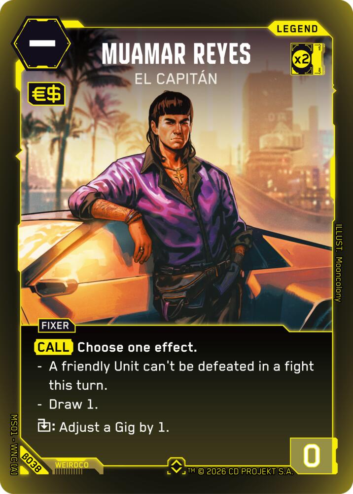 Carte Cyberpunk TCG Muamar Reyes - El Capitan β038 - Welcome to Night City Beta | LorenZone