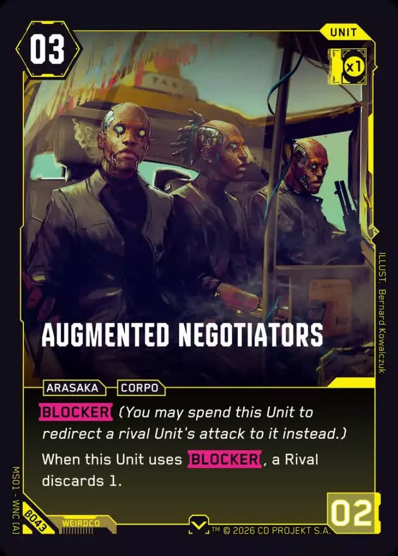 Carte Cyberpunk TCG Augmented Negotiators β043 - Welcome to Night City Beta | LorenZone