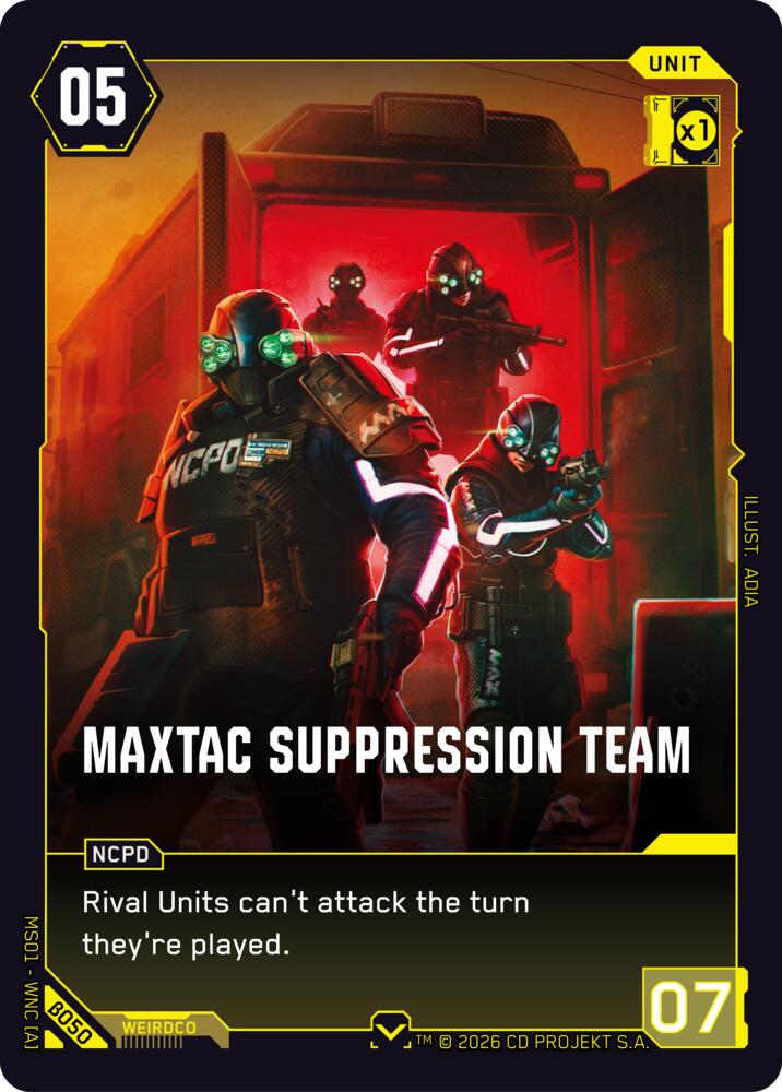 Carte Cyberpunk TCG MaxTac Suppression Team β050 - Welcome to Night City Beta | LorenZone