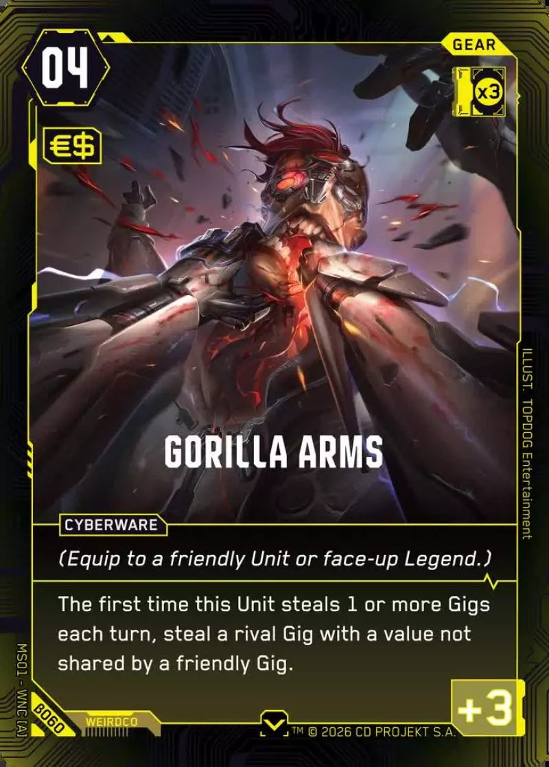 Carte Cyberpunk TCG Gorilla Arms β060 - Welcome to Night City Beta | LorenZone