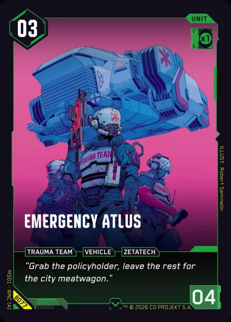 Carte Cyberpunk TCG Emergency Atlus β077 - Welcome to Night City Beta | LorenZone