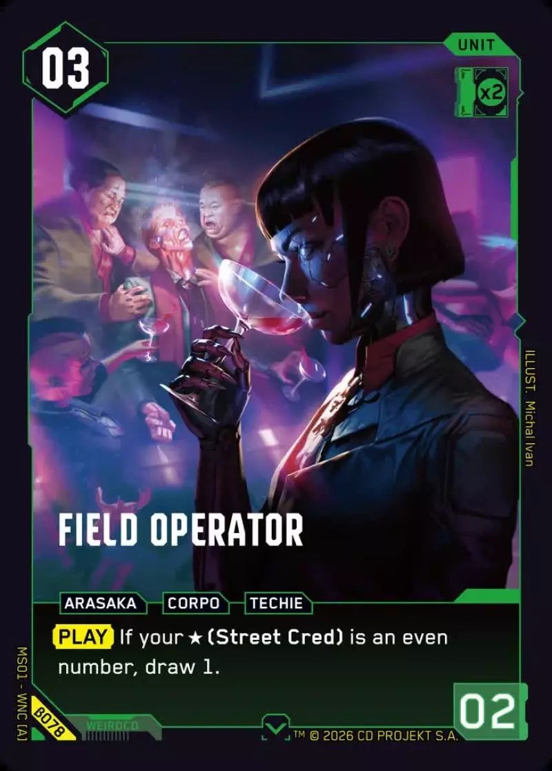 Carte Cyberpunk TCG Field Operator β078 - Welcome to Night City Beta | LorenZone