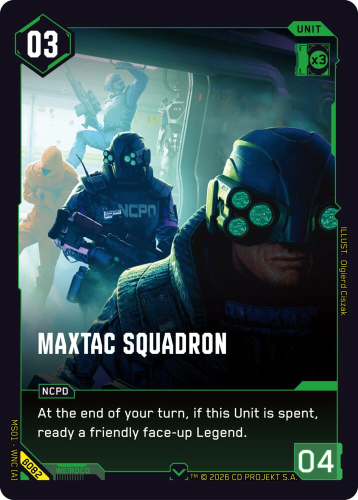 Carte Cyberpunk TCG MaxTac Squadron β082 - Welcome to Night City Beta | LorenZone