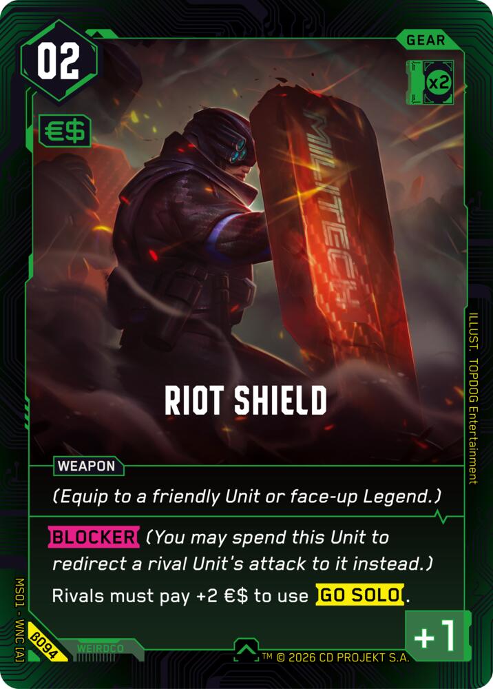 Carte Cyberpunk TCG Riot Shield β094 - Welcome to Night City Beta | LorenZone