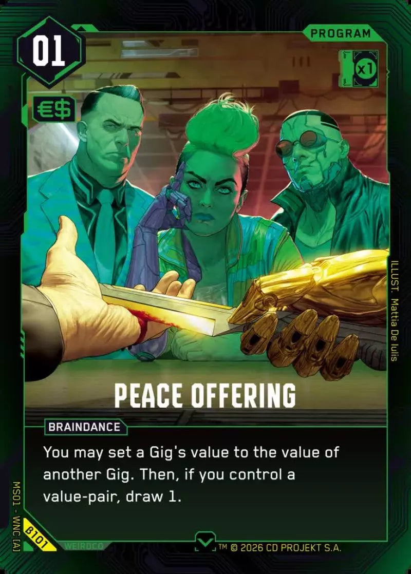 Carte Cyberpunk TCG Peace Offering β101 - Welcome to Night City Beta | LorenZone
