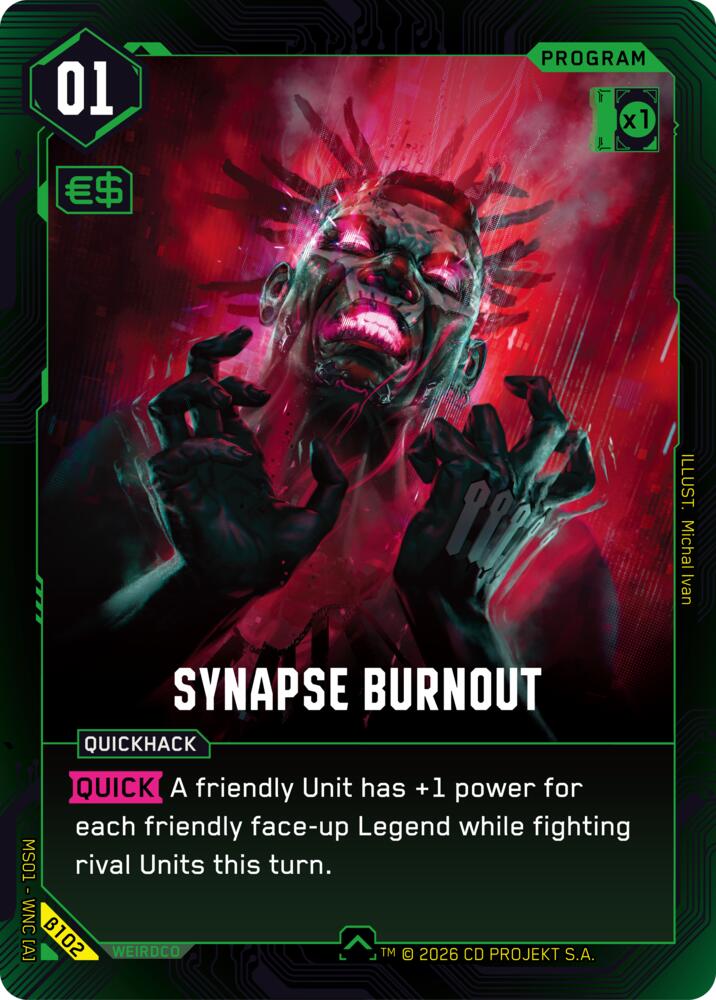 Carte Cyberpunk TCG Synapse Burnout β102 - Welcome to Night City Beta | LorenZone