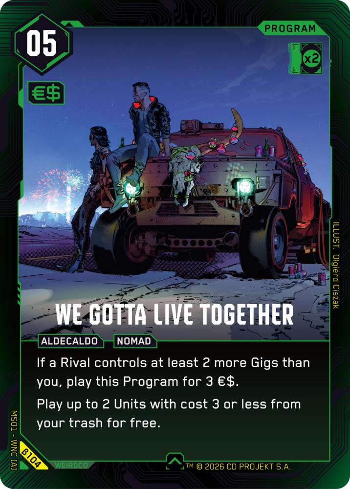 Carte Cyberpunk TCG We Gotta Live Together β104 - Welcome to Night City Beta | LorenZone