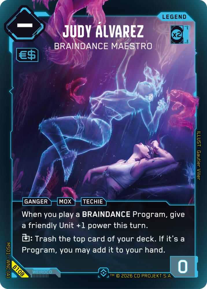 Carte Cyberpunk TCG Judy Alvarez - Braindance Maestro β108 - Welcome to Night City Beta | LorenZone