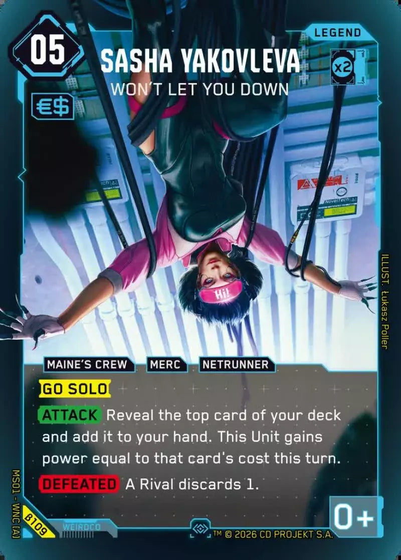 Carte Cyberpunk TCG Sasha Yakovleva - Won't Let You Down β109 - Welcome to Night City Beta | LorenZone