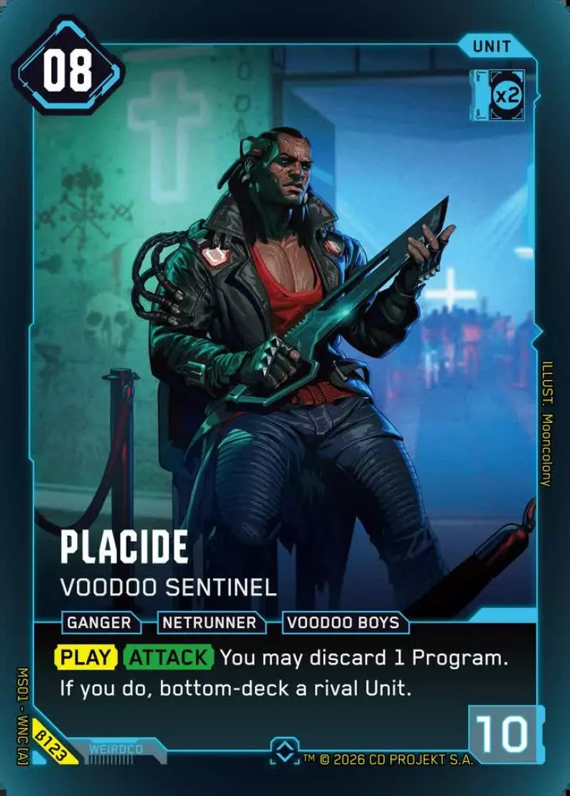 Carte Cyberpunk TCG Placide - Voodoo Sentinel β123 - Welcome to Night City Beta | LorenZone