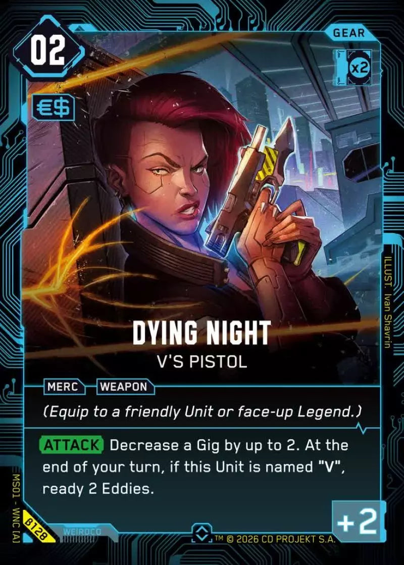 Carte Cyberpunk TCG Dying Night - V's Pistol β128 - Welcome to Night City Beta | LorenZone