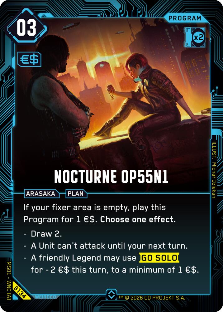 Carte Cyberpunk TCG Nocturne OP55 N1 β134 - Welcome to Night City Beta | LorenZone