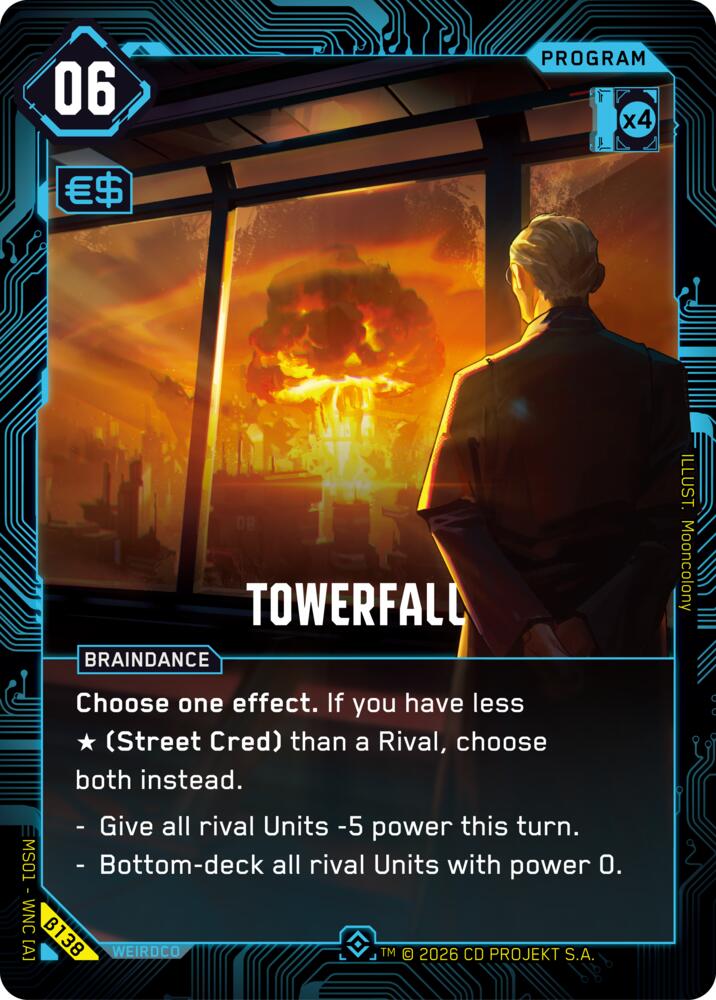 Carte Cyberpunk TCG Towerfall β138 - Welcome to Night City Beta | LorenZone